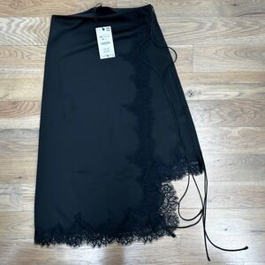Zara Black Lace-Trim Slip Dress NWT